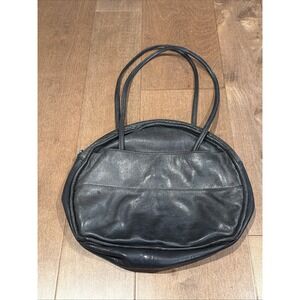 Vintage Napoleon Alexander Leather Black Oval Purse Bag Made in USA